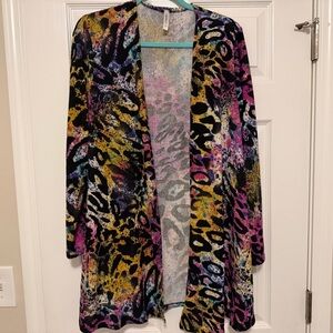 Womens Cardigan Sweater duster  Colorful Animal Print Open Cardigan medium